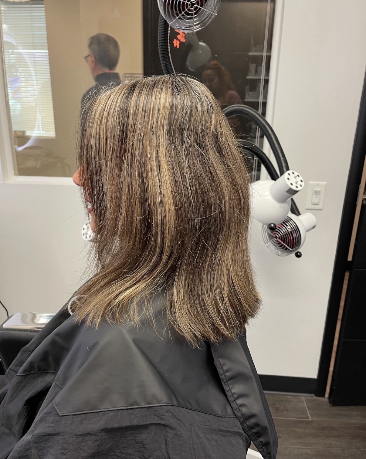 Before: client hair photographed for a color or haircut appointment