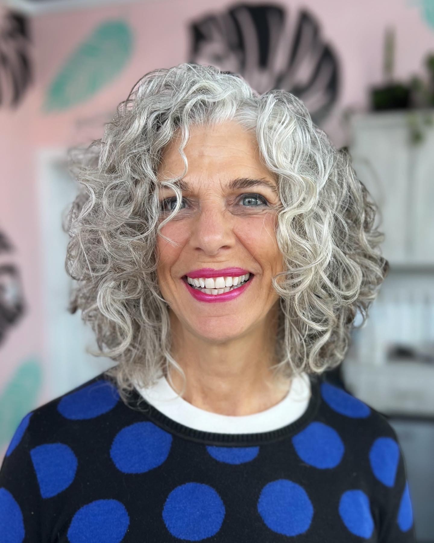 Silver hair with natural curls