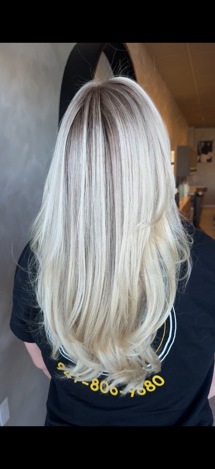 Long bright blonde hair