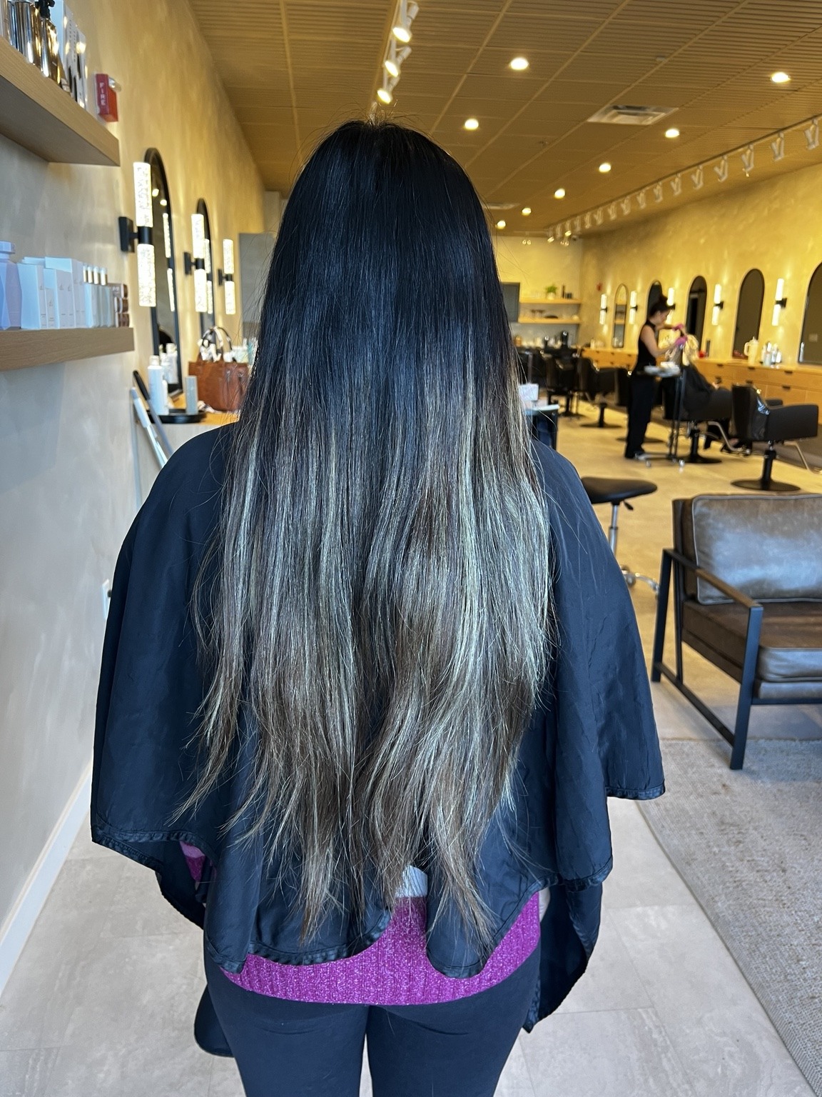 Before: client hair photographed for a color or haircut appointment