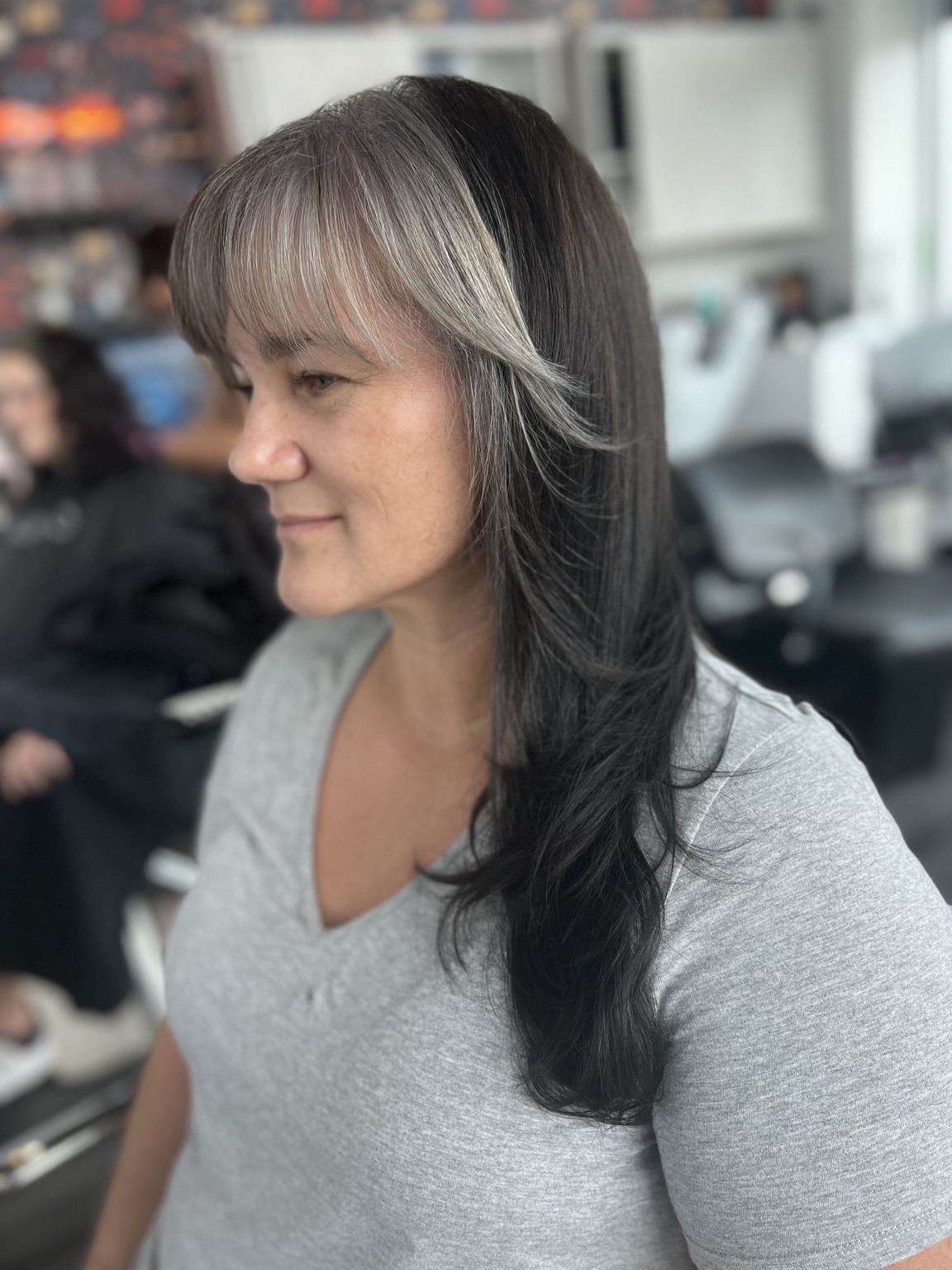 After: client hair photographed for a color or haircut appointment